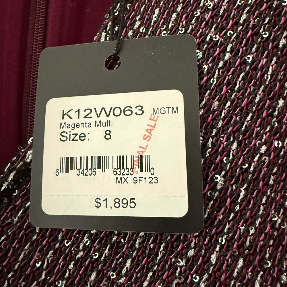 St John Magenta Multi Sequined Evening Gown 3/4 Sleeve V-Neck Long Maxi Dress - Picture 7 of 8